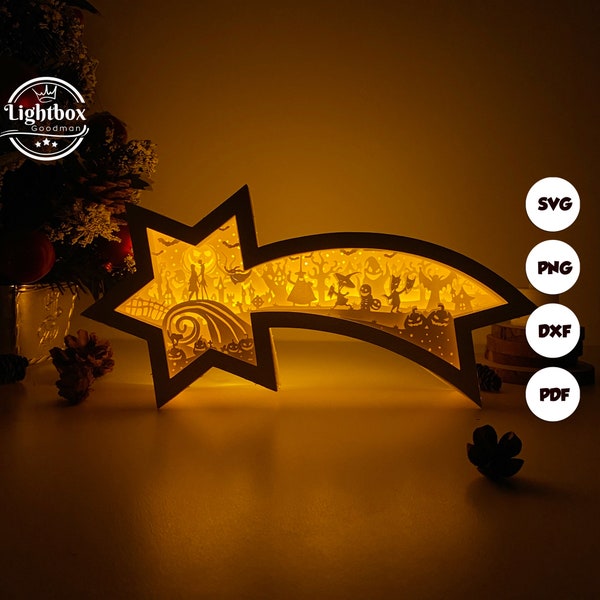 Nightmare Before Christmas Star Lanterns Shadow Box SVG for Cricut Projects DIY, Christmas Star Lamp Decoration, Shadow Box SVG