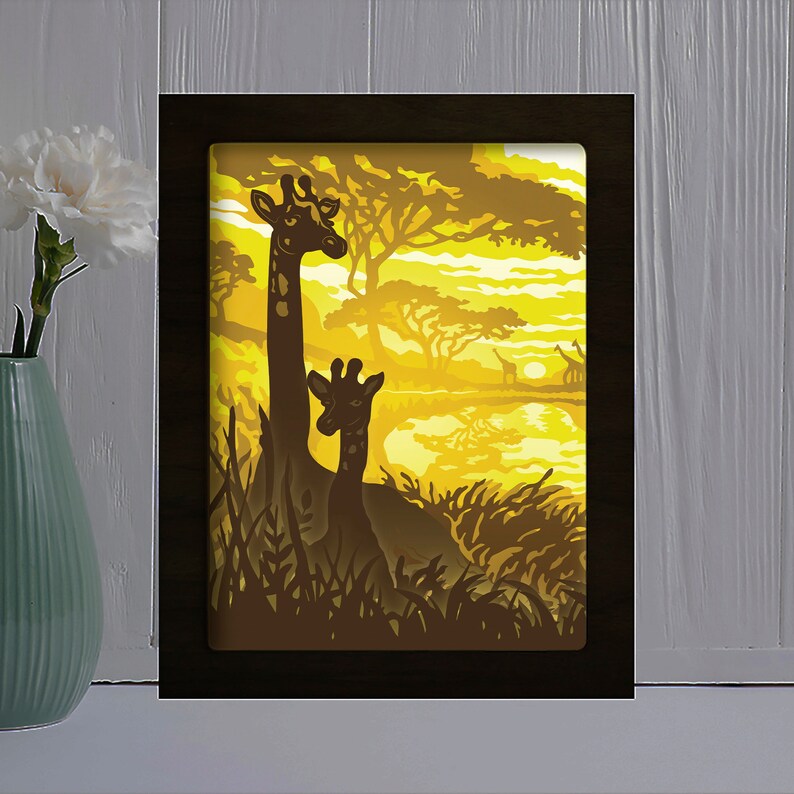 Download Giraffe Shadow box svg Paper cut light box template shadow | Etsy