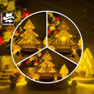 Pack 3 Merry Christmas Lantern SVG - Christmas Lantern Paper Cut - DIY Paper Lantern - Paper Cutting Template - Christmas Lantern Template