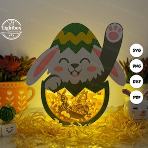 Oeuf de Pâques lapin boîte 1 lanterne SVG - lanterne de Pâques en papier découpé - lanterne en papier insecte bricolage - modèle de découpe de papier - modèle de lanterne de Pâques