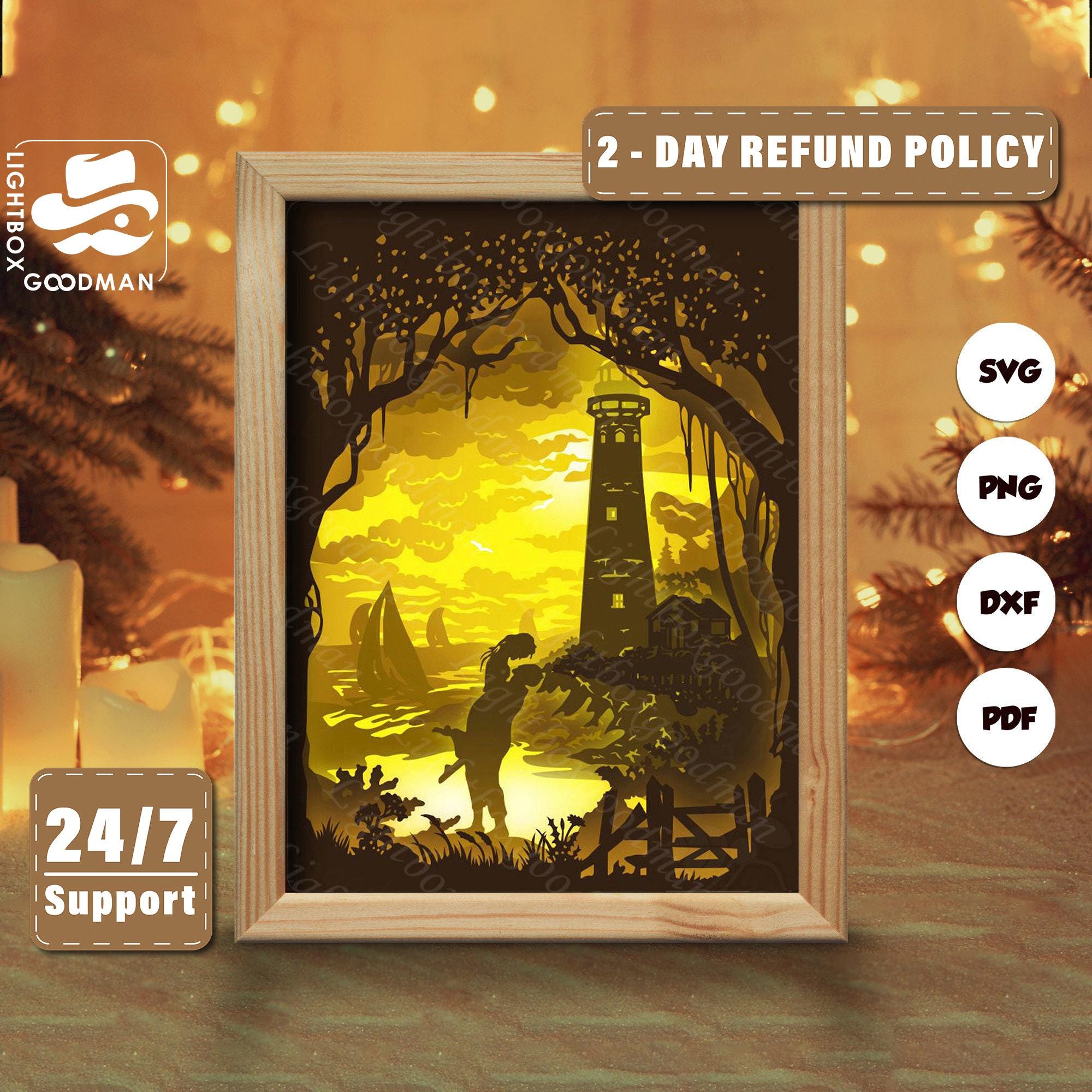 3D Lighthouse Shadow Box Template, Paper Cut Files (svg, Pdf, Png, Dxf ...