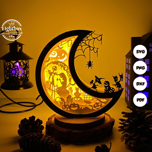 Nightmare Before Christmas Moon Shadow Box SVG For Cricut Projects DIY, Nightmare Before Christmas Moon Lantern For Christmas Decoration