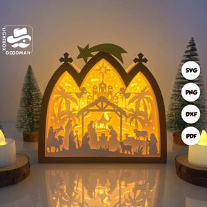 Nativity House Box 1 Lantern SVG - Christmas Lantern Paper Cut - DIY Paper Lantern - Paper Cutting Template - Christmas Lantern Template