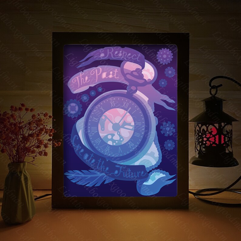 Pocket Watch Shadow Box Svg Pocket Watch Paper Cut Light Box Etsy