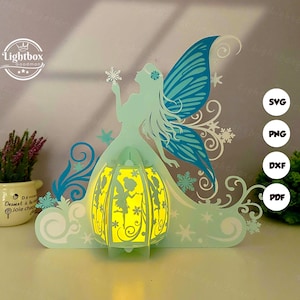 Lanterne d'hiver fée SVG - lanterne de fée découpée en papier - lanterne en papier insecte bricolage - modèle de découpe de papier - modèle de lanterne de fée