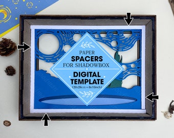 Paper Spacers Digital File DIY For Rectangle Box, 3D Shadow Box, 3D Light Box, Paper Cut Light Box 20x26 cm (8x10 inches)