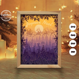 3d Joyeux Noel Silhouette, Shadow Box Templates, Paper Cut, Files for cricut, for Silhouette, Laser Cut Files, 3d Layered Art 16