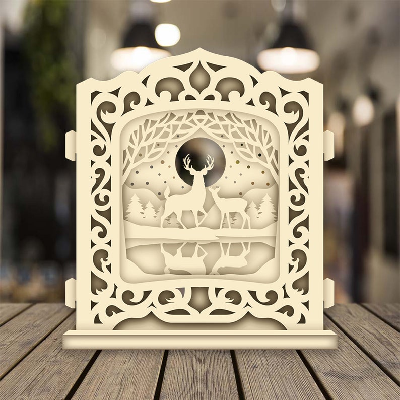 Download Deer 2 3D Pop Up Light Box Template SVG Digital Download ...