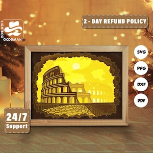 Colosseum Shadow Box Template, 3D Layered Paper Cut Files