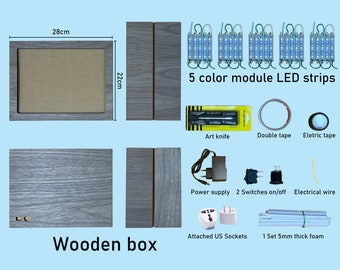 Paper cut light box kit full size 21x27x7.5cm paper cutting light box, shadow box, 3D papercut light Box, cutting Cricut, shadow paper cut