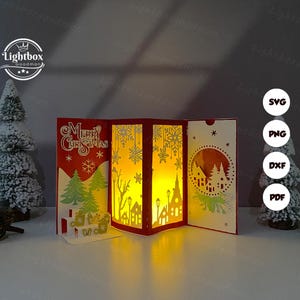 Weihnachten Pop-up-Karte Schattenbox, Pop-up-Karte SVG, Cricut Dateien, Schneidelampe 3D Schattenbox, Pop-up-Karte SVG
