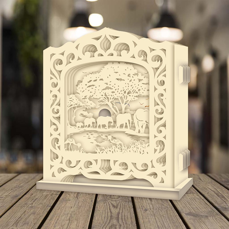 Download Elephant 3D Pop Up Light Box Template SVG Digital Download | Etsy