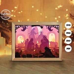 Christmas Nativity Shadow Box Files, Paper Cut Light Box Template Files, Shadow Box Paper Cut, 3D Papercut Light Box SVG File DIY