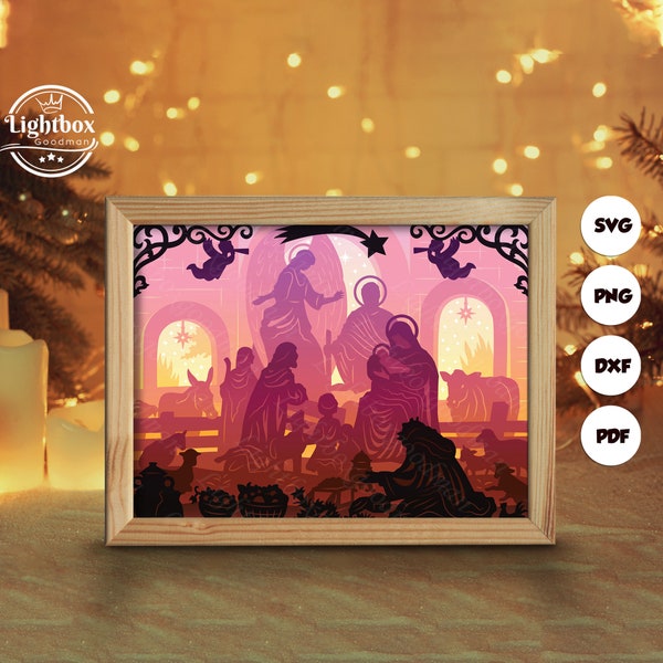 Christmas Nativity Shadow Box Files, Paper Cut Light Box Template Files, Shadow Box Paper Cut, 3D Papercut Light Box SVG File DIY Christmas Nativity Shadow Box Files, Paper Cut Light Box Template Files, Shadow Box Paper Cut, 3D Papercut Light Box SVG File DIY