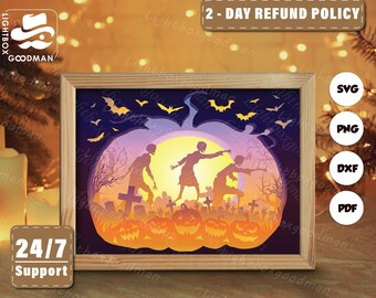 3d Halloween 4 Silhouette, Shadow Box Templates, Paper Cut, Files for cricut, for Silhouette, Laser Cut Files, 3d Layered Art