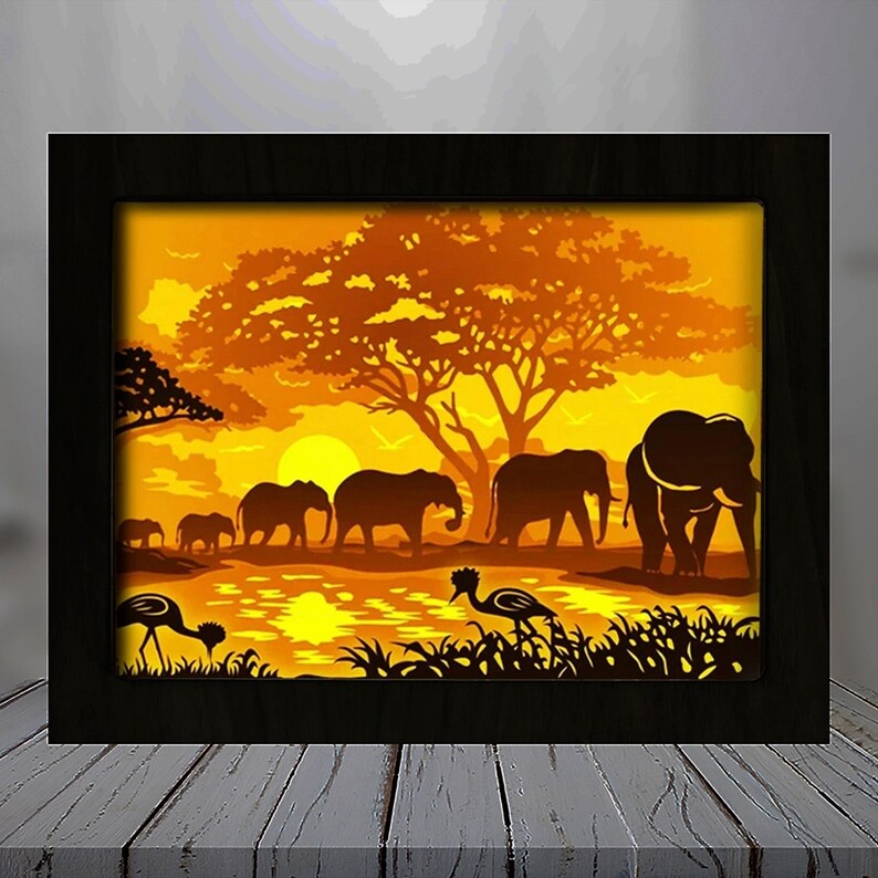 Download Elephant 1 Paper Cut Light Box Template Shadow Box Svg Etsy