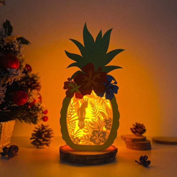 Tropical 2 shadow box svg, Tropical Pineapple svg, Pineapple paper lantern svg, cricut files, cutting lamp 3D shadow box Tropical 2 shadow box svg, Tropical Pineapple svg, Pineapple paper lantern svg, cricut files, cutting lamp 3D shadow box