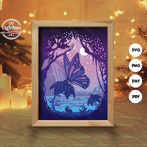 Silhouette de papillon 3D, modèles Shadow Box, papier découpé, fichiers pour cricut, pour silhouette, fichiers découpés au laser, art en couches 3D 1