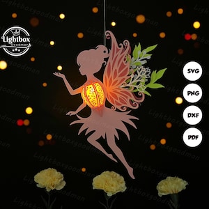 Fairy lantaarn SVG - kerst engel lantaarn papier gesneden - DIY insect papieren lantaarn - papier snijden sjabloon - kerst lantaarn sjabloon