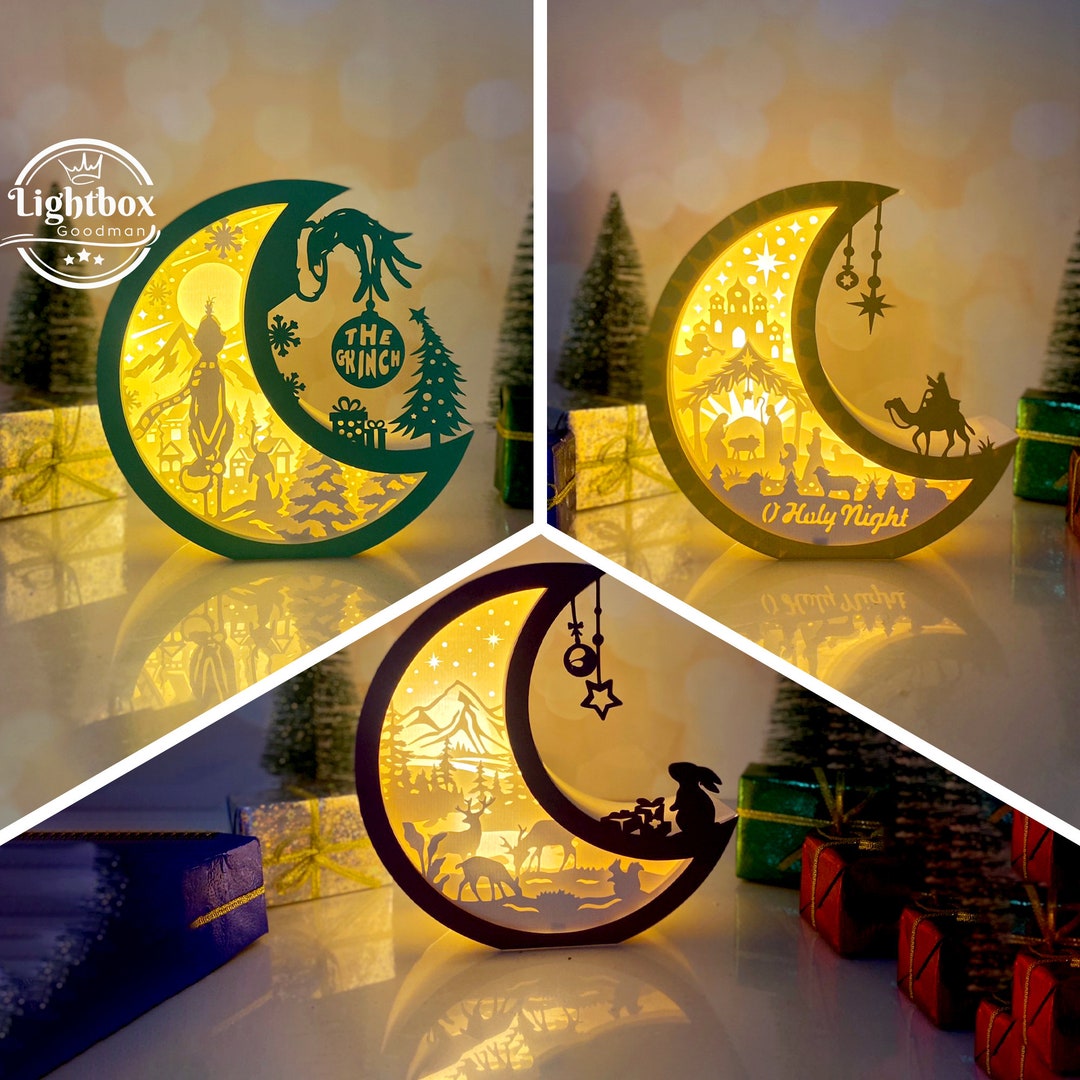 Pack 3 Christmas 1 Moon Shadow Box SVG for Cricut Projects DIY ...
