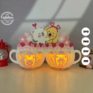 Hund Liebe Katze Laterne SVG - Xmas Laterne Papierschnitt - DIY Insekt Papierlaterne - Papierschnitt Vorlage - Weihnachtslaterne Vorlage