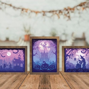 Combo 3 templates Halloween 5 paper cut light box svg, layered cardstock svg, svg for cricut, svg for silhouette, DIY