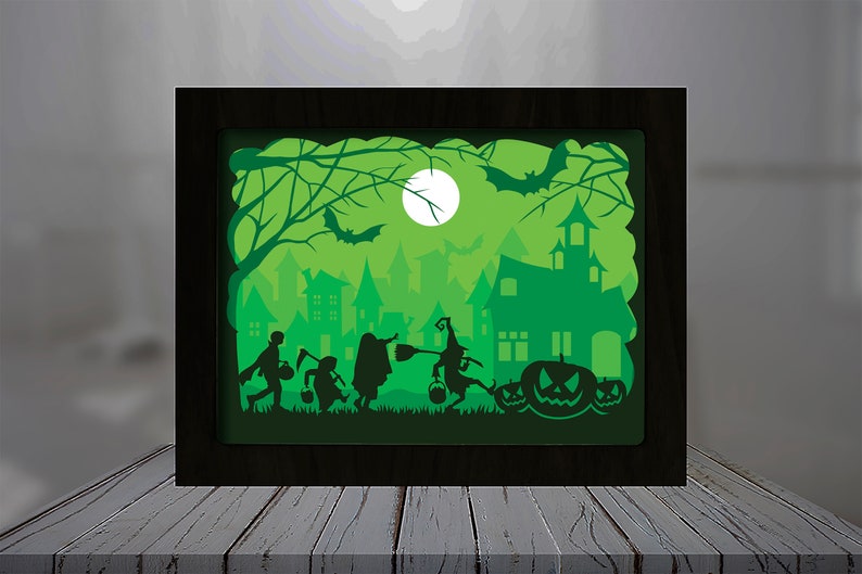 Download Halloween 1 Shadow box svg Paper cut light box template | Etsy