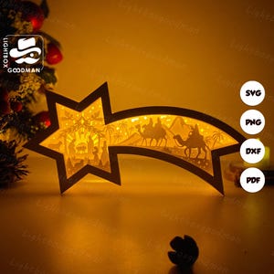 Nativity Scene Star Lantern SVG - Christmas Lantern Paper Cut - DIY Paper Lantern - Paper Cutting Template - Christmas Lantern Template