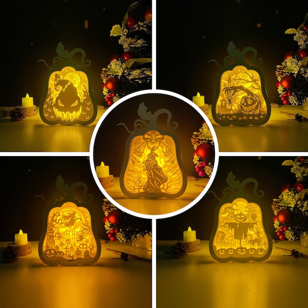 Pack 5 Halloween Pumpkin Halloween Shadow Box SVG for Cricut Projects DIY, Pumpkin Lamp For Halloween Decor, Halloween Lantern Pack 5 Halloween Pumpkin Halloween Shadow Box SVG for Cricut Projects DIY, Pumpkin Lamp For Halloween Decor, Halloween Lantern