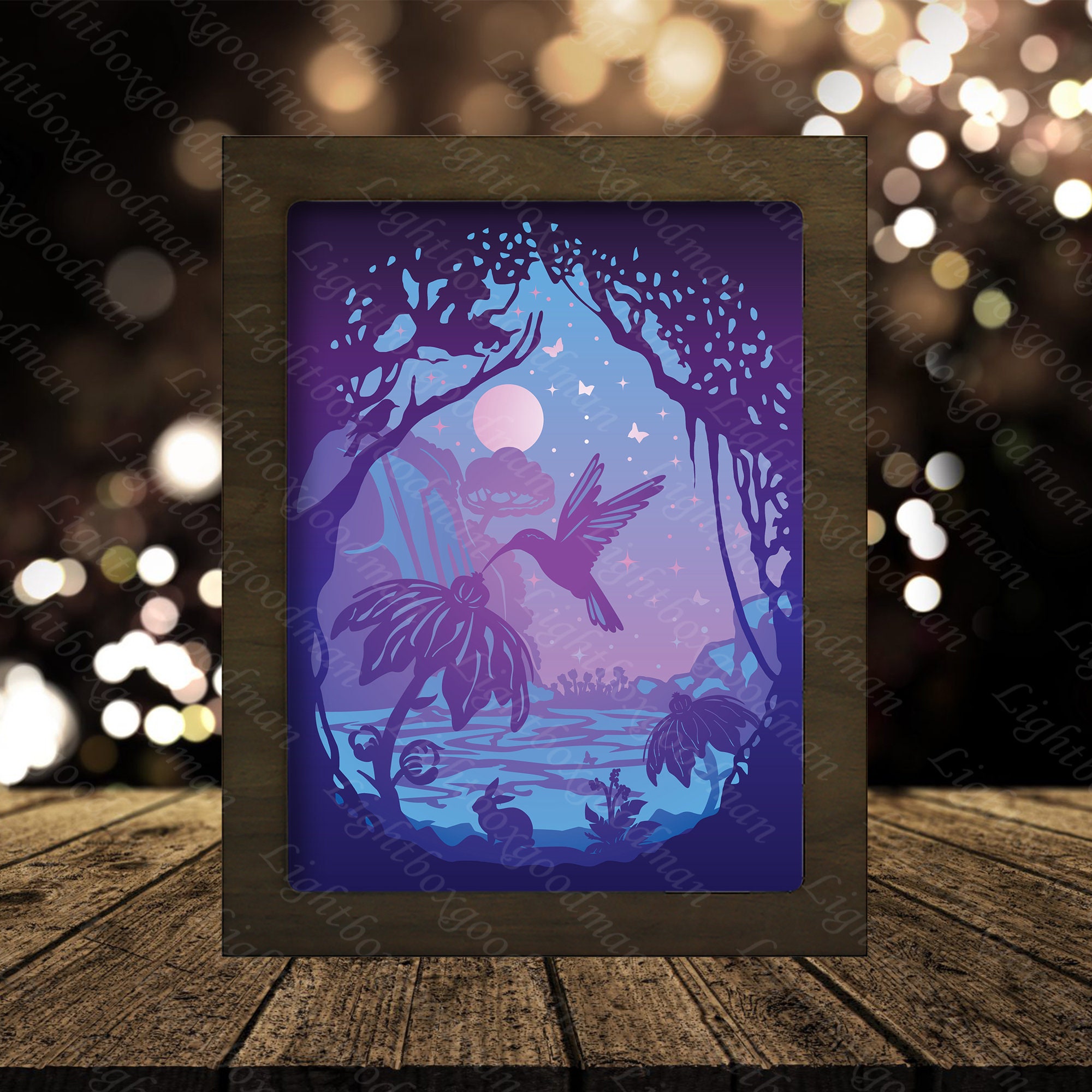 Download Hummingbird 1 Paper Cut Light Box Template Files Shadow Box Etsy