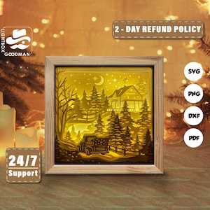 Sylwetka 3D Bożego Narodzenia 21, szablony Shadow Box, wycinanki papierowe, pliki do Cricut, do Silhouette, pliki do cięcia laserowego, sztuka warstwowa 3D