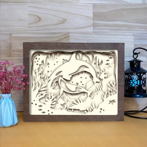 Simple Orca Whales Shadow Box Files, Paper Cut Light Box Template Files ...