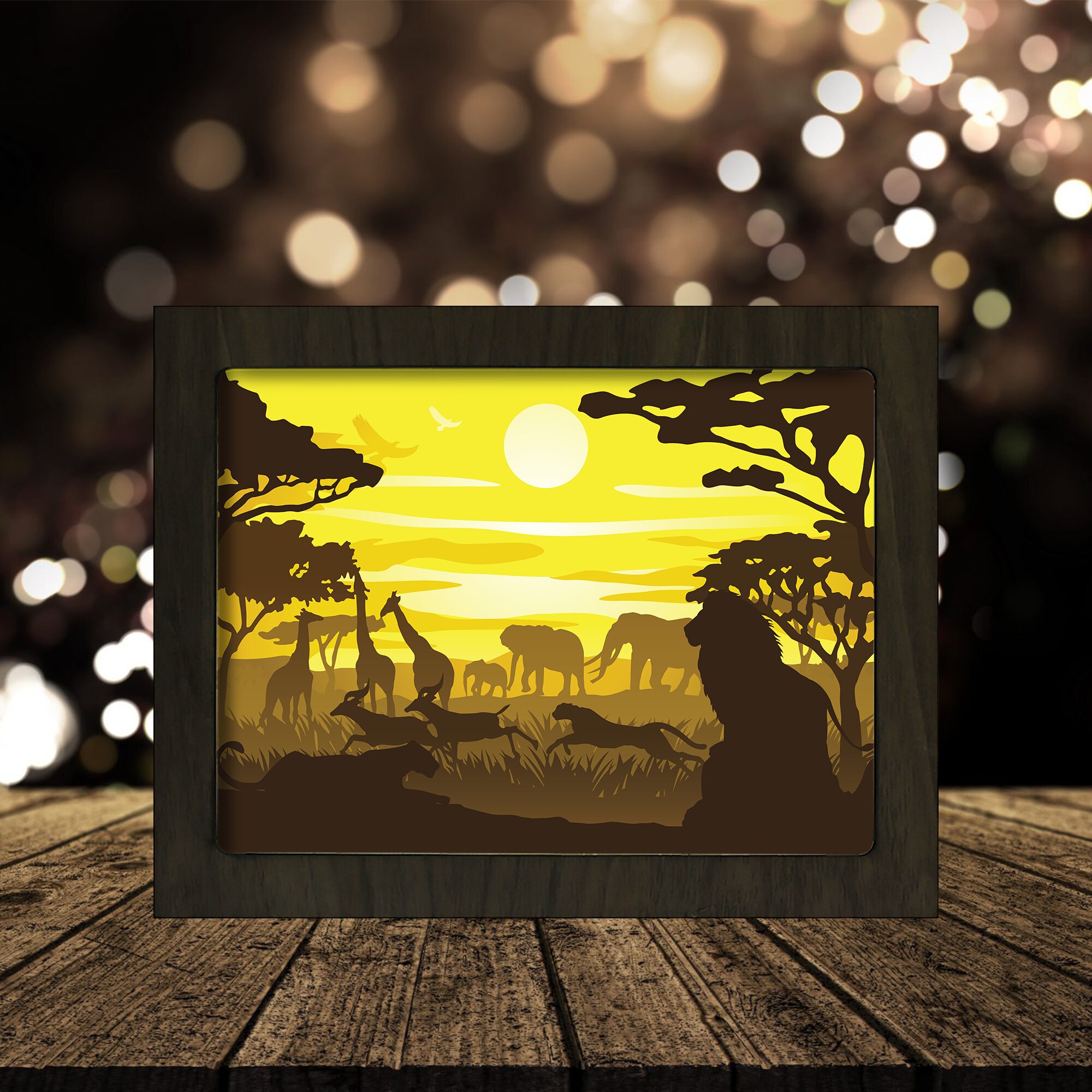 Download Africa 1 Paper Cut Light Box Template Files Shadow Box 3d Etsy