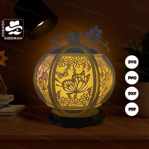 Butterfly Lantern SVG - Halloween Lantern Paper Cut - DIY Paper Lantern - Paper Cutting Template - Halloween Lantern Template