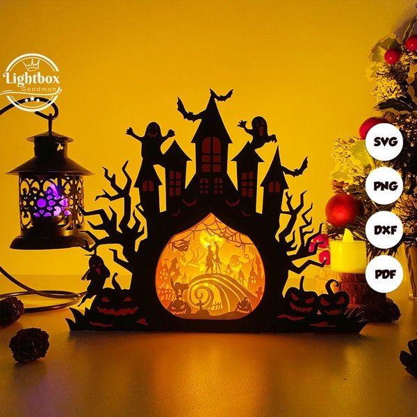 Nightmare Before Christmas Haunted Castle Shadow Box SVG for Cricut Projects DIY, Halloween Star Lamp Decoration, Shadow Box SVG Nightmare Before Christmas Haunted Castle Shadow Box SVG for Cricut Projects DIY, Halloween Star Lamp Decoration, Shadow Box SVG