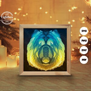 3d Chow Chow Silhouette, Shadow Box Templates, Paper Cut, Files for cricut, for Silhouette, Laser Cut Files, 3d Layered Art