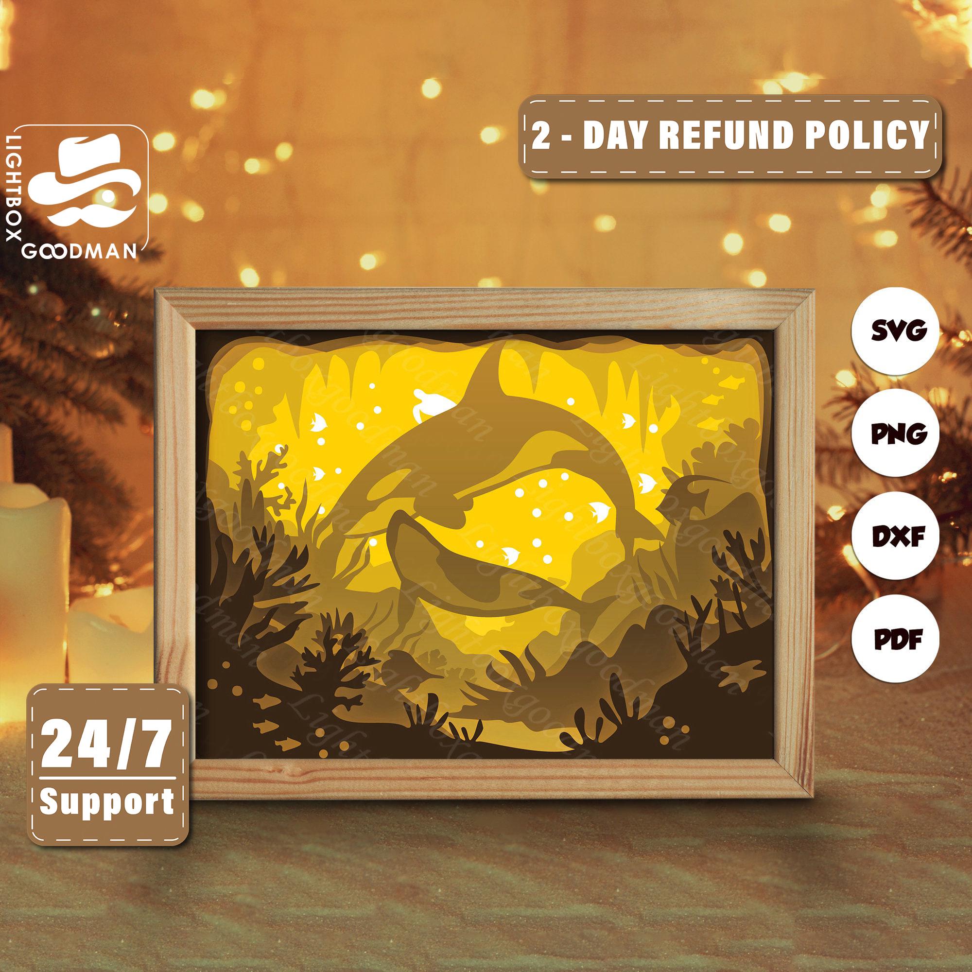 Orca Whale Shadow Box Template: 3D Layered Paper Cut Files (digital ...