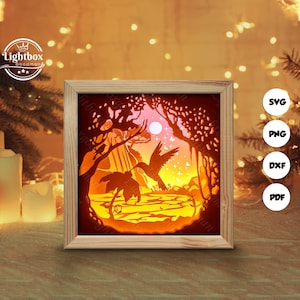 Silhouette 3D de colibri, modèles de boîte d'ombre, papier découpé, fichiers pour cricut, pour la silhouette, fichiers découpés au laser, art en couches 3D