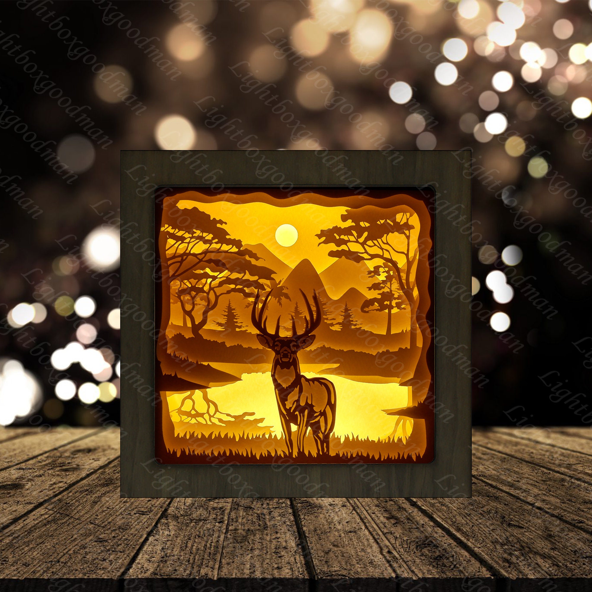 3D Papercut Lightbox Svg Come With Commercial License Shadow Box Silhouette Deer 3 Paper Cut Light Box Template DIY