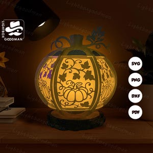 Pumpkins  Lantern SVG - Halloween Lantern Paper Cut - DIY Paper Lantern - Paper Cutting Template - Halloween Lantern Template