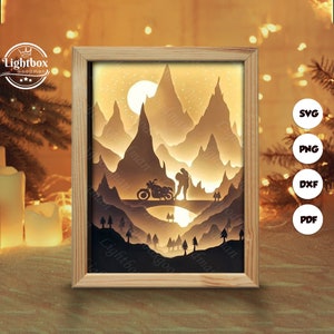 Beautiful Four Seasons Landscape Light Box Template, 3D Shadow Box SVG,  Paper Cutting Template, Light Box SVG Files (8x8in) - Bích Artist