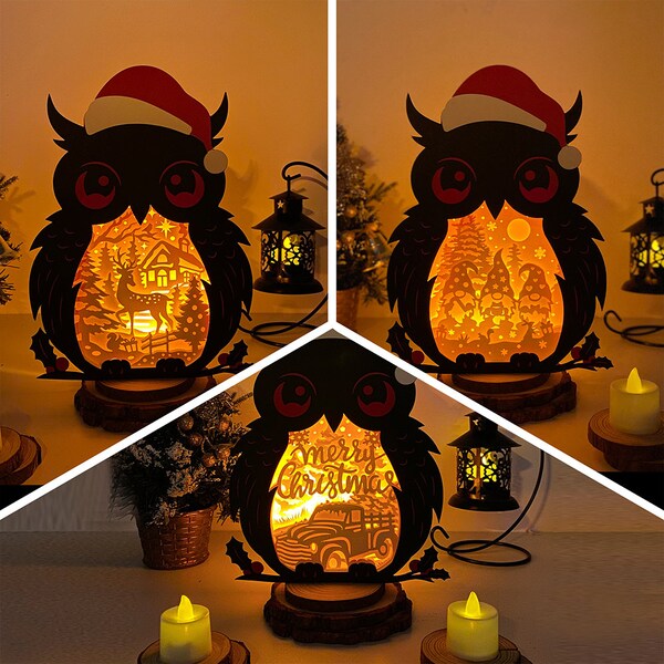 Pack 3 Merry Christmas Owl Shadow Box SVG For Cricut Projects DIY, Christmas Owl Lantern For Christmas Decoration 2 Pack 3 Merry Christmas Owl Shadow Box SVG For Cricut Projects DIY, Christmas Owl Lantern For Christmas Decoration 2