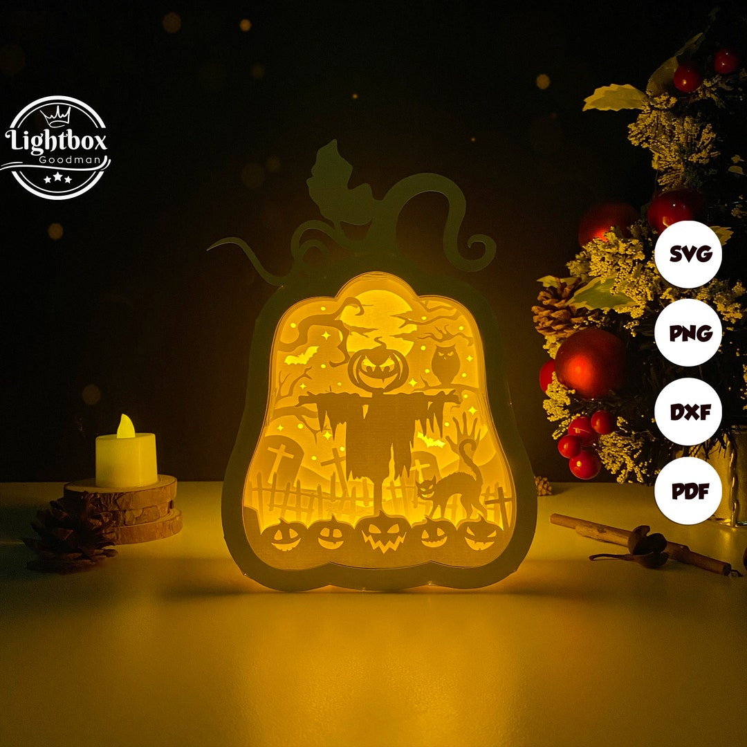 Scarecrow Pumpkin Halloween Shadow Box SVG for Cricut Projects - Etsy