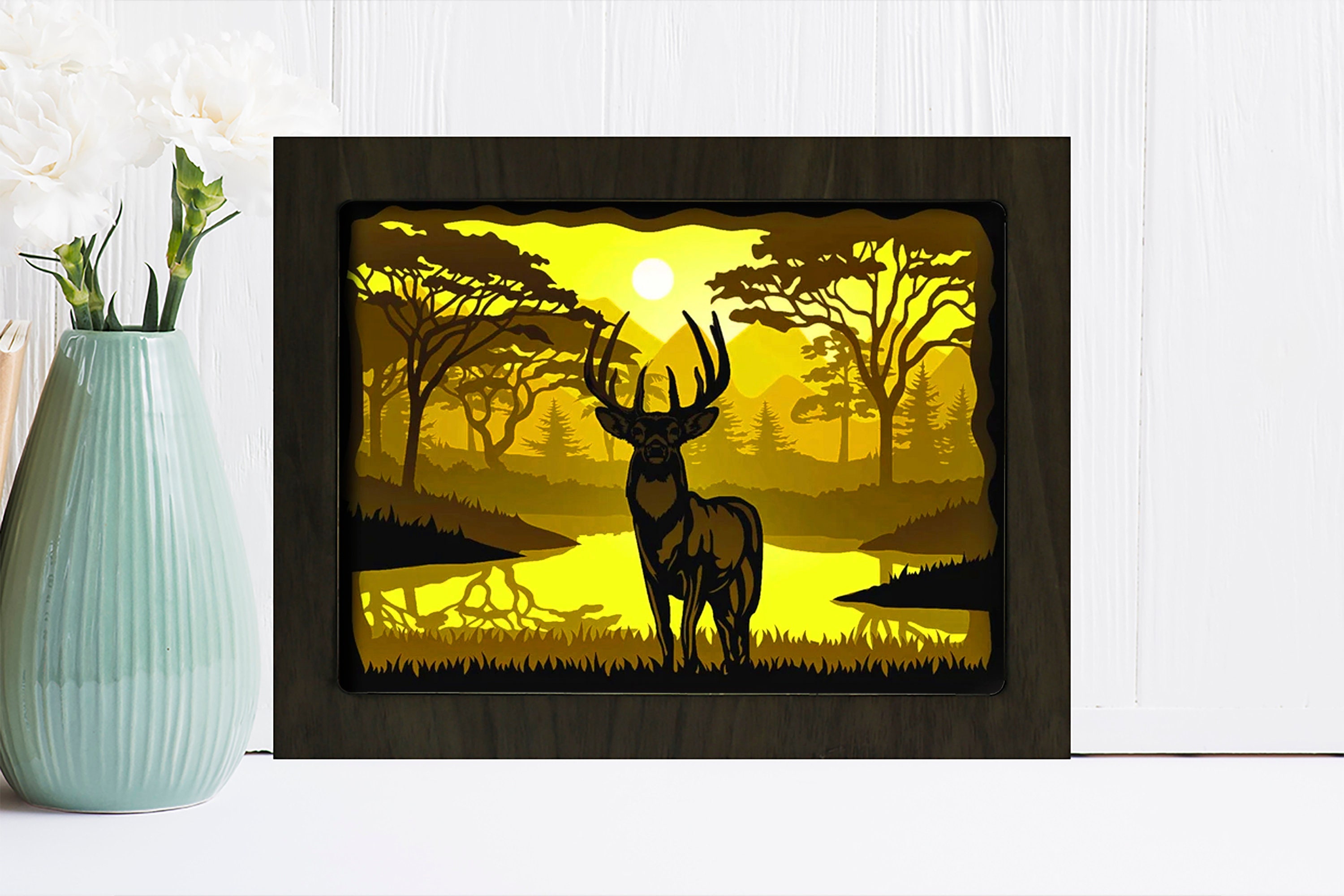 Deer 3 Shadow box svg Paper cut light box template shadow | Etsy