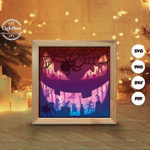Silhouette 3D d'Halloween 19, modèles Shadow Box, papier découpé, fichiers pour cricut, pour Silhouette, fichiers découpés au laser, art en couches 3D