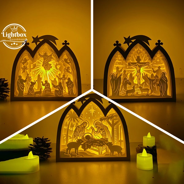 Pack 3 Jesus Nativity House Box Shadow Box SVG For Cricut Projects DIY, Nativity House Box Lantern For Christmas Decoration Pack 3 Jesus Nativity House Box Shadow Box SVG For Cricut Projects DIY, Nativity House Box Lantern For Christmas Decoration