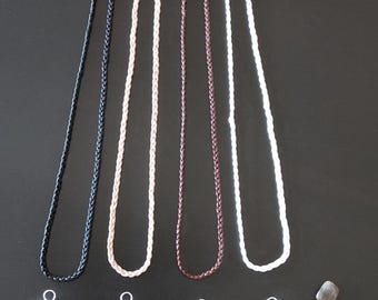 Waxed Cotton Cord Necklace: Adjustable Length, Solid Silver Bead