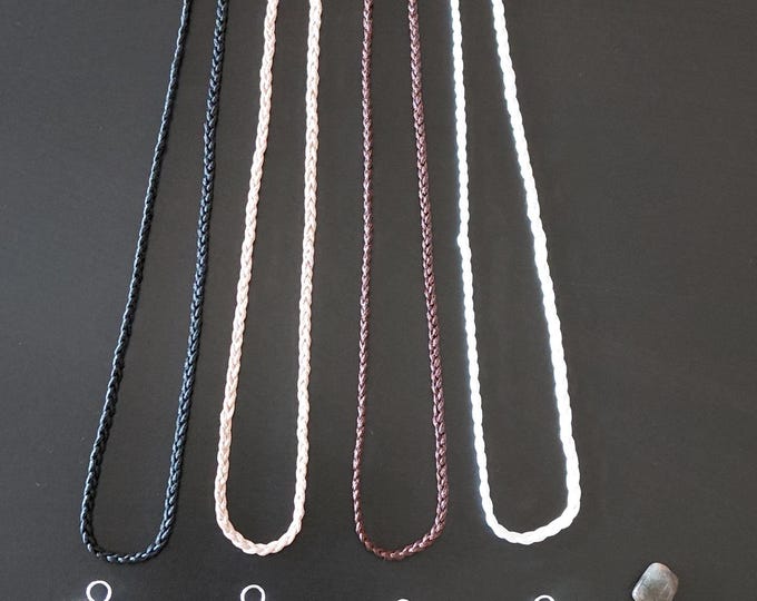 Waxed Cotton Cord Necklace: Adjustable Length, Solid Silver Bead