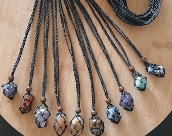 SALE, SALE .               Black Crystal holder long Macrame Necklace, Hand Made, Adjustable ( stones not included)Wholesale  Price.