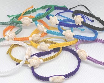 Macrame Howlite Turtle Friendship Bracelet: Adjustable Beach Wear